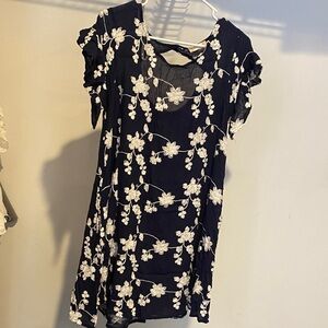 Altar'd State Navy and White Floral Mini Dress